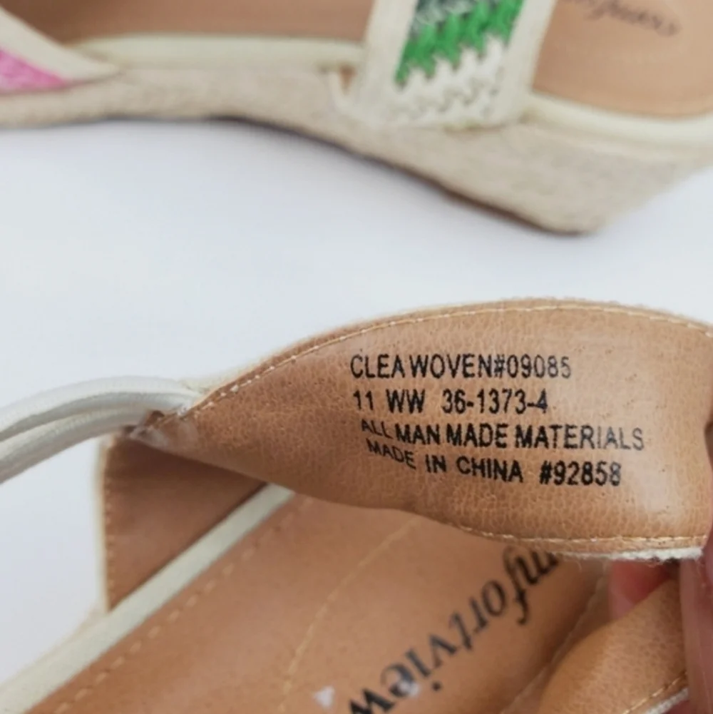 Comforview Clea Woven Slingback Wedge Multi color Sandals size 11 W
